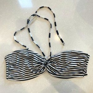 Strapless/Halter Style Black & White Striped Bikini Top